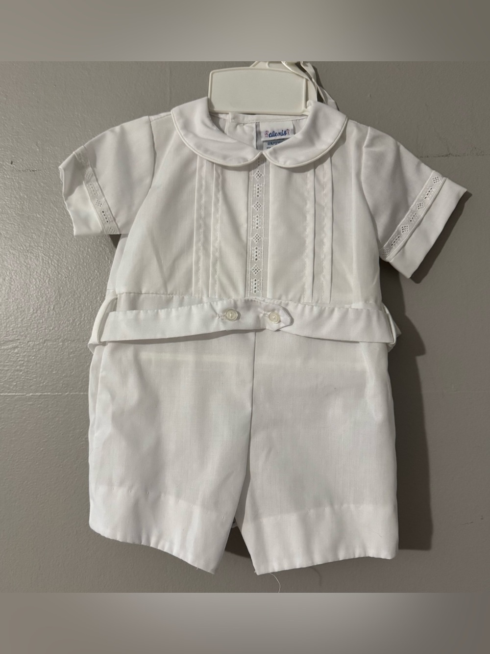 Vintage White Alexis Christening Baptism Romper Suit & Hat Size 3 Mos 10-13 lbs